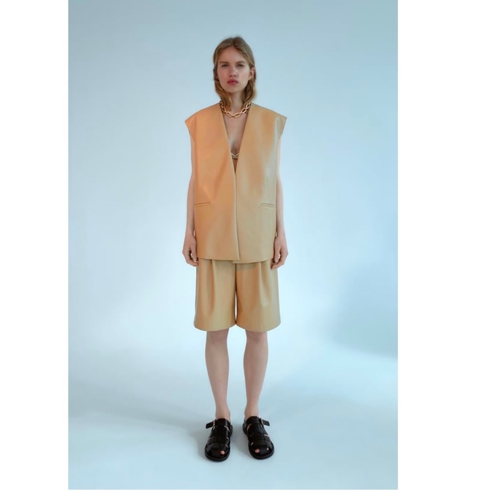 Zara Faux Leather Long Shorts